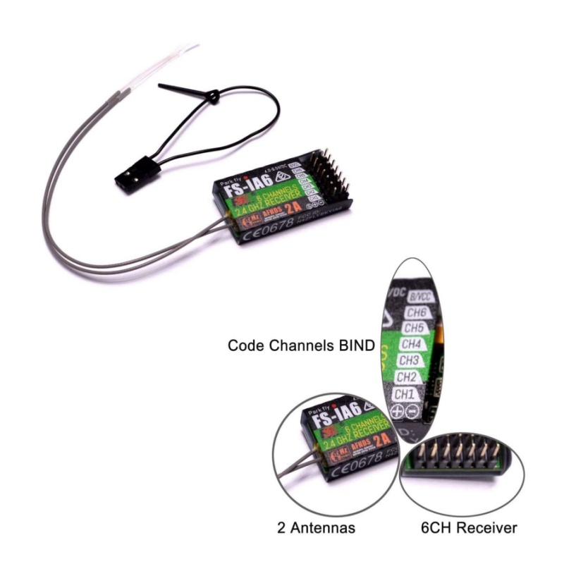 Drone Racing Receiver - ฟลายสกาย FS-IA6 ตัวรับสัญญาณ 6CH เสาอากาศคู่ iBus